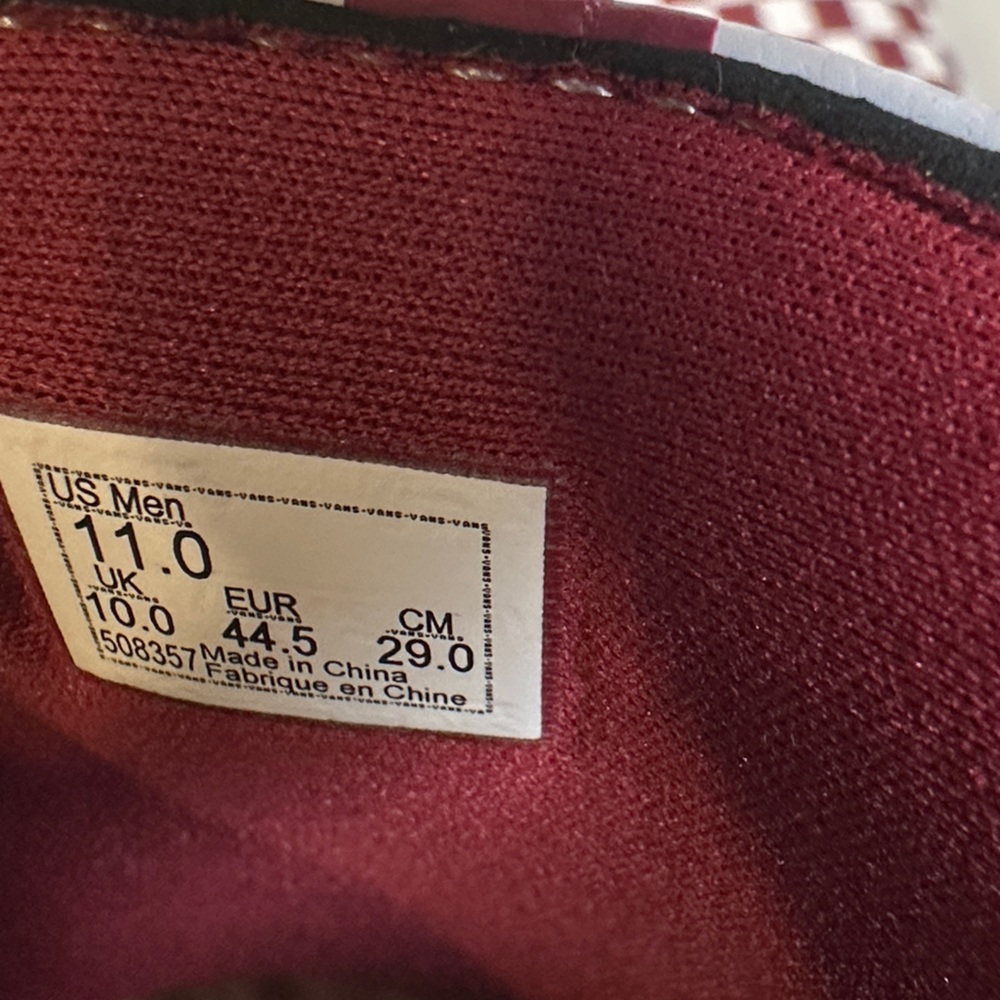 Vans Burgundy and White Checkered Slide Sandals - Picture 7 of 7